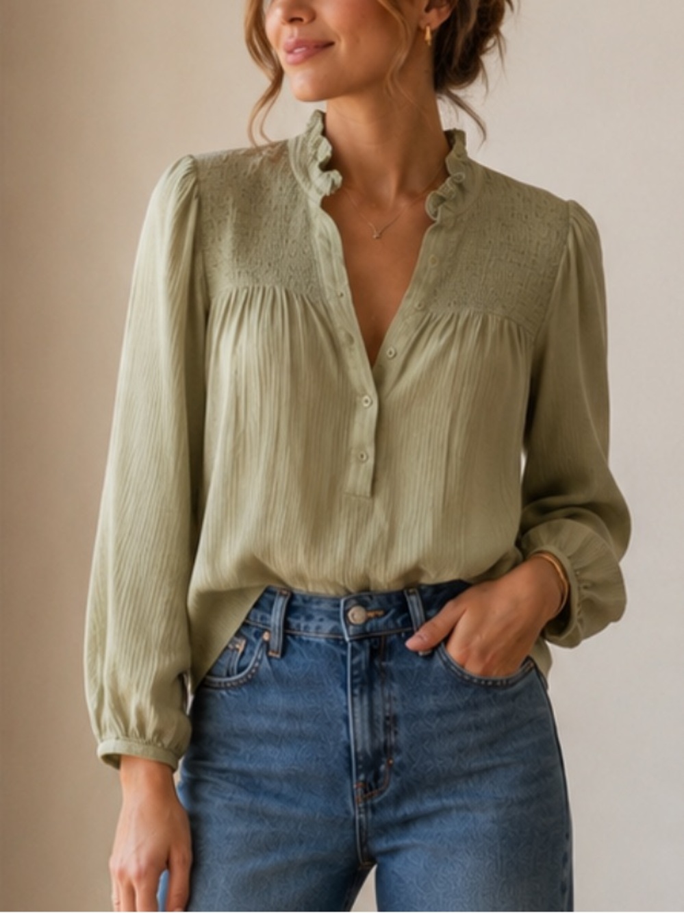 J.Crew Long-sleeve soft gauze garden top